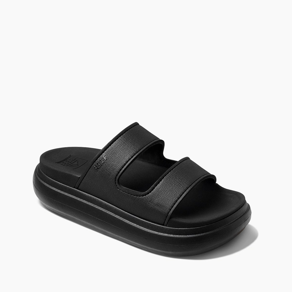Reef Womens Cushion Bondi 2 Strap Slide in Black/Black ID E2RFSn0i Reef Womens Cushion Bondi 2 Strap Slide in Black/Black ID E2RFSn0i