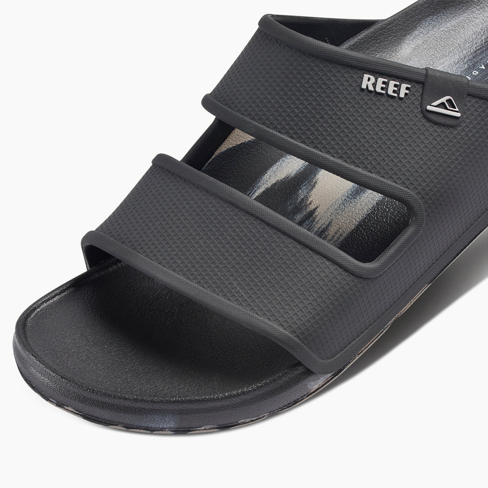 Reef Mens Oasis Double Strap Slides in Black/Taupe Marble ID HgdWgghC Reef Mens Oasis Double Strap Slides in Black/Taupe Marble ID HgdWgghC