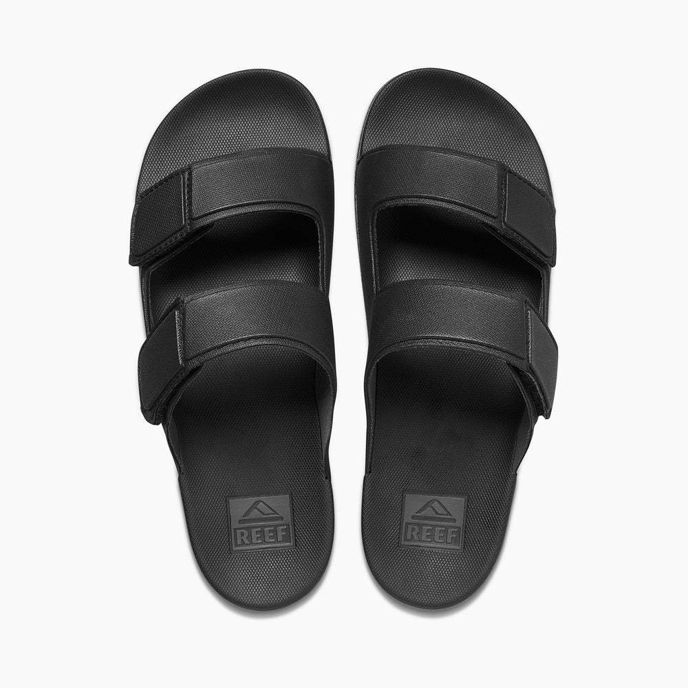 Reef Mens Cushion Tradewind Vegan Leather Slides in Black ID Mf63oLJA Reef Mens Cushion Tradewind Vegan Leather Slides in Black ID Mf63oLJA